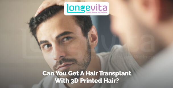 Young man examining his scalp in mirror, contemplating hair restoration options