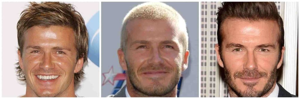 David Beckham's hair before and after