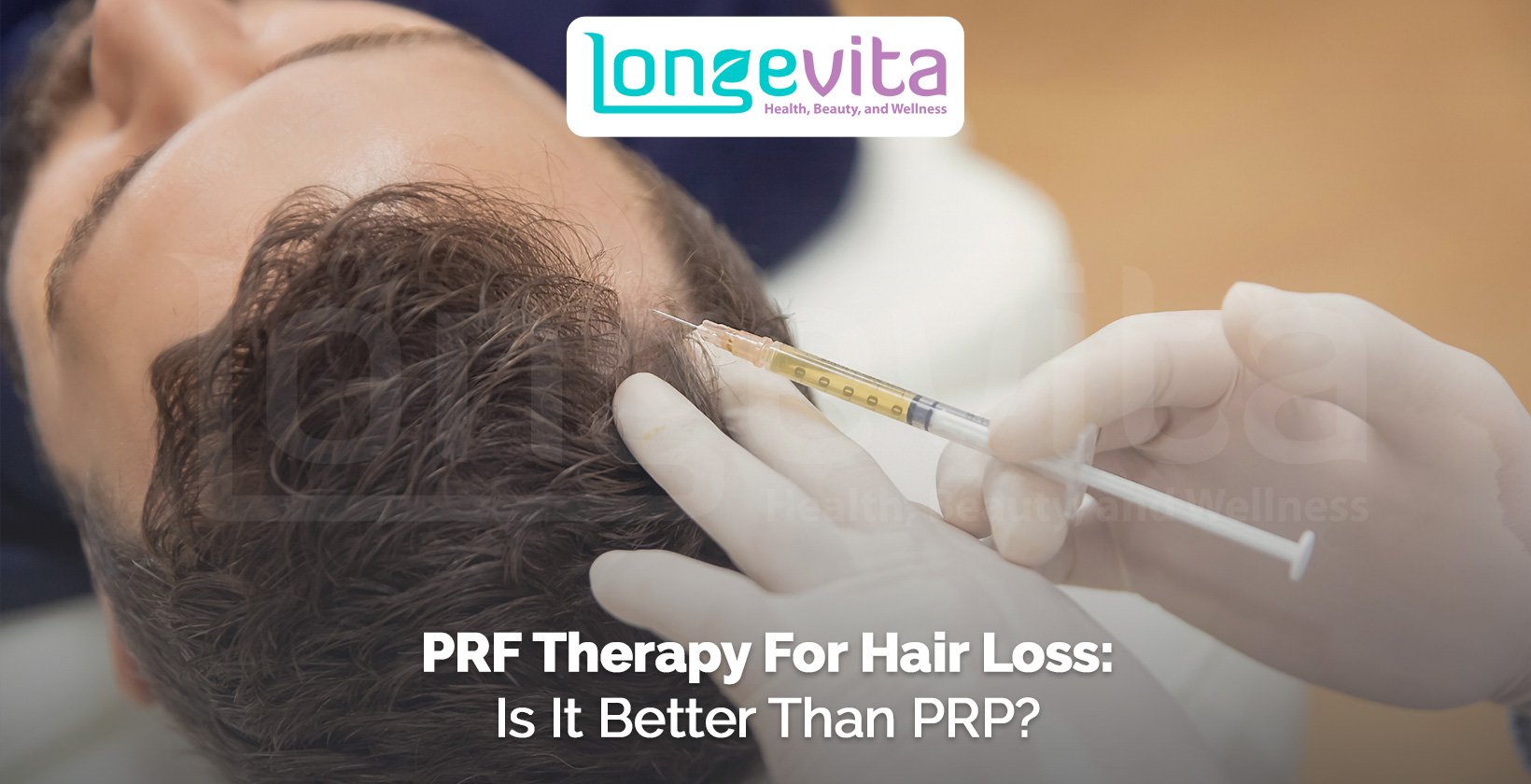 doctor injecting PRF therapy into scalp of a patient lying down