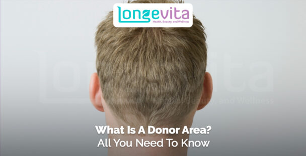 back view of a man’s head with healthy hair showing the donor area for transplantation