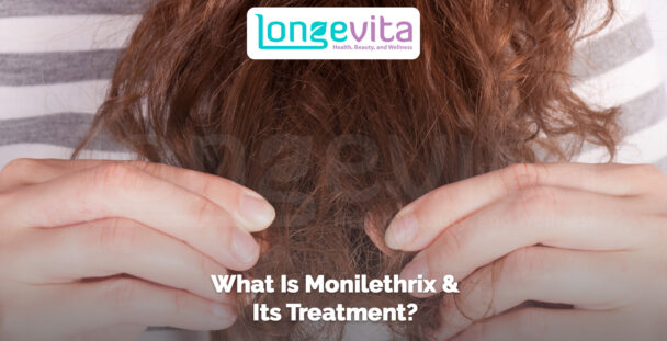 close-up of hands holding fragile, frizzy hair strands