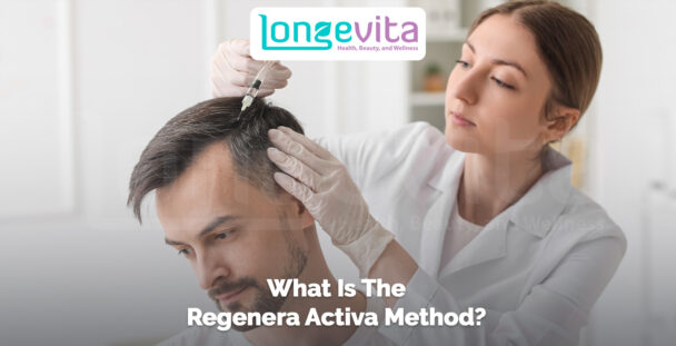 doctor injecting Regenera Activa treatment into man’s scalp