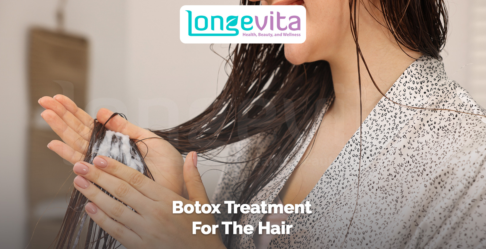 woman applying hair botox treatment to wet hair strands