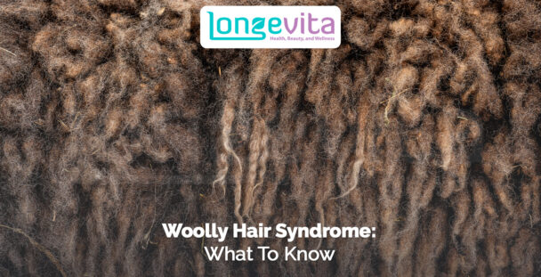 close-up of tightly coiled, woolly hair texture with informational text overlay