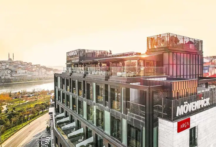 Exterior of Mövenpick Hotel Golden Horn Istanbul at Sunset